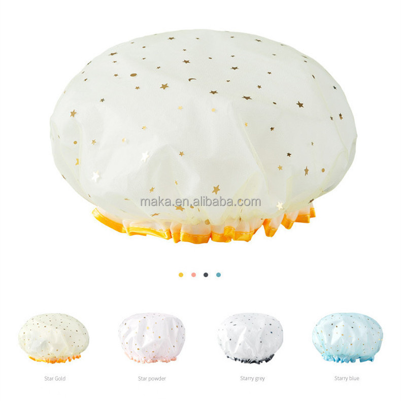 Private Label Braid Bonnet Bath Cap Wholesale Double Layer Shower Cap Custom Logo Waterproof Shower Cap