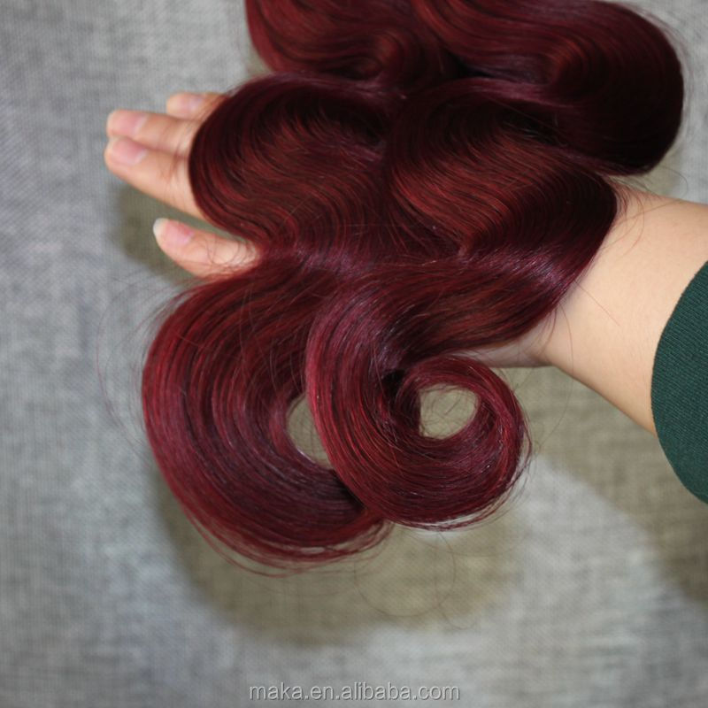 wholesale red human hair weave virgin 99j color body wave human hair extension