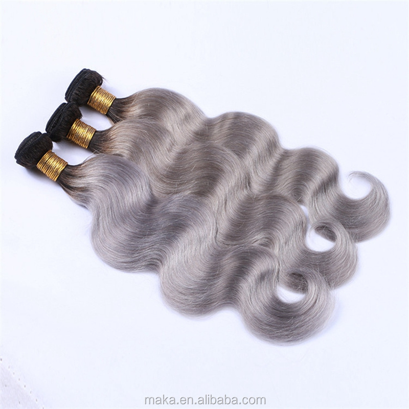 Gray hair weave Grey remy hair extensions Grey human hair weave T1B/GRAY