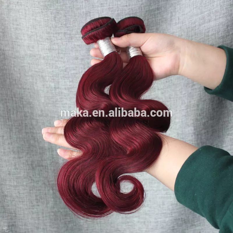 wholesale red human hair weave virgin 99j color body wave human hair extension