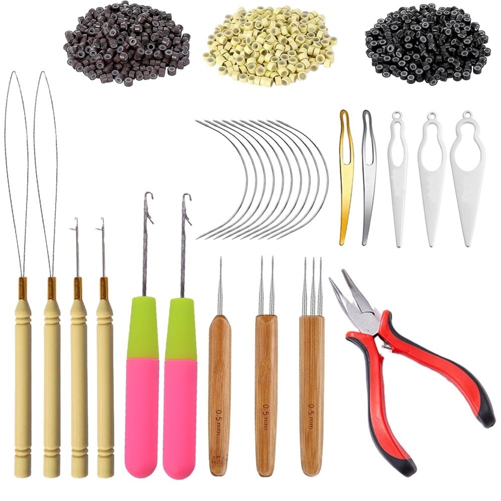 Hair Extension Accessories Tools Ring  pliers Crochet Hook Needles Braiding Hair And Crochet Braids Nano Rings