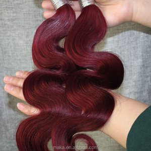 wholesale red human hair weave virgin 99j color body wave human hair extension