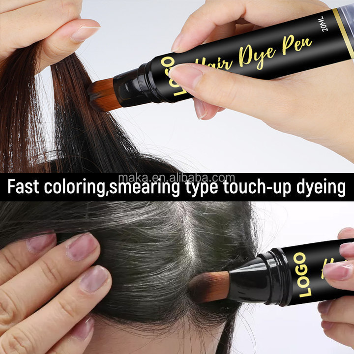 Factory price hair root touch up pen Private label 3 colors hair color styling disposable hair dye brush