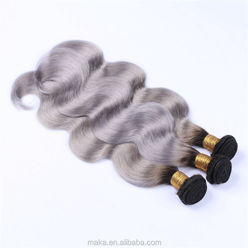 Gray hair weave Grey remy hair extensions Grey human hair weave T1B/GRAY