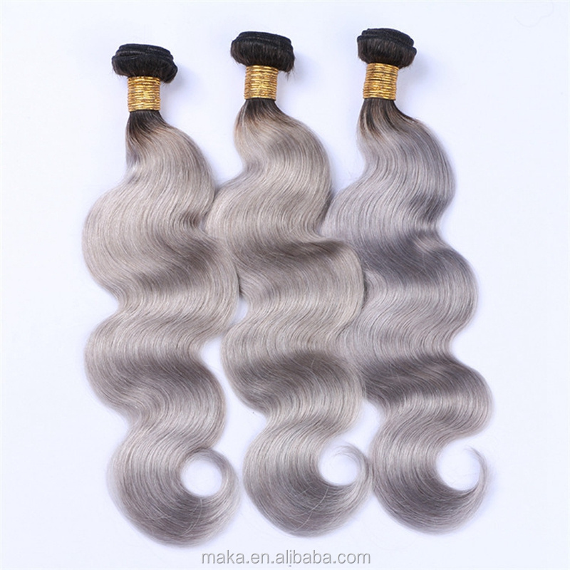 Gray hair weave Grey remy hair extensions Grey human hair weave T1B/GRAY