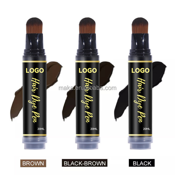 Factory price hair root touch up pen Private label 3 colors hair color styling disposable hair dye brush