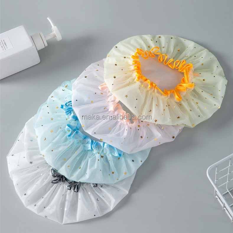 Private Label Braid Bonnet Bath Cap Wholesale Double Layer Shower Cap Custom Logo Waterproof Shower Cap