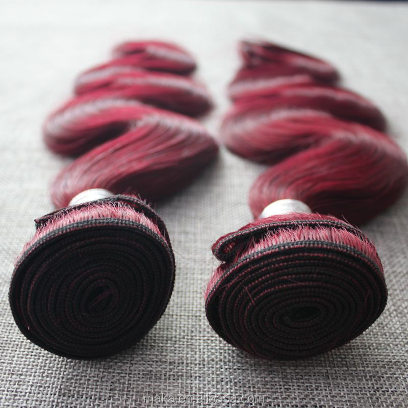 wholesale red human hair weave virgin 99j color body wave human hair extension