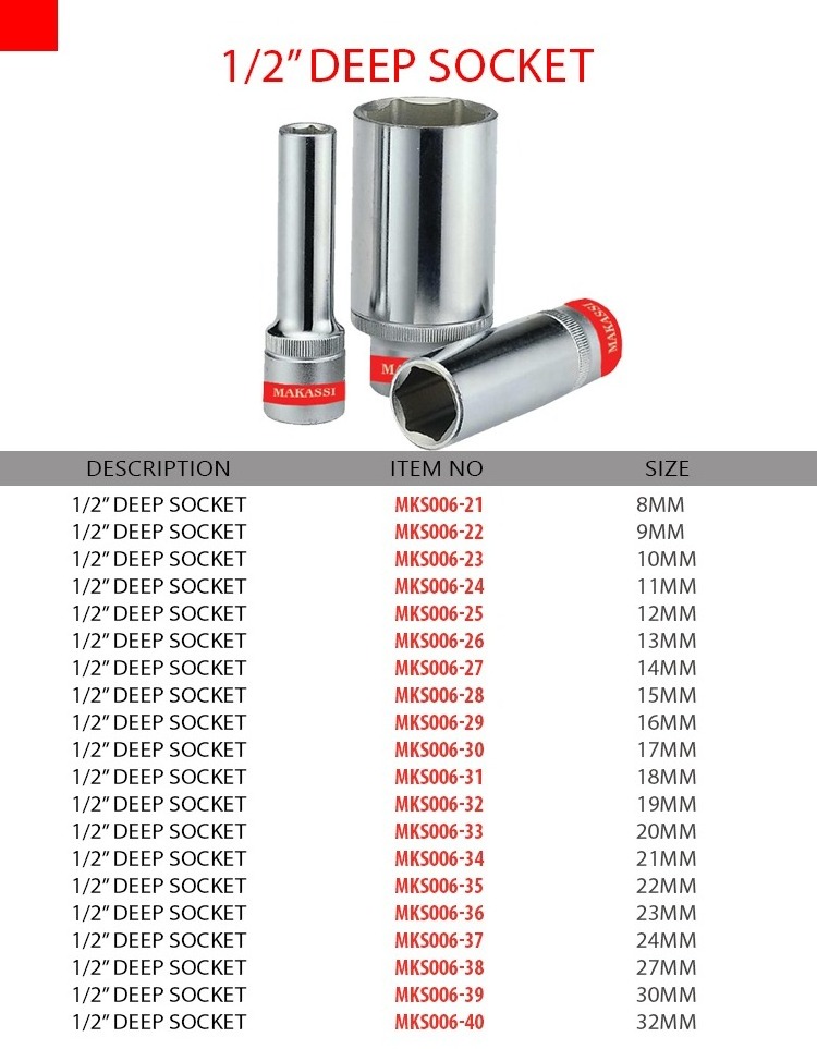 Socket Deep socket Wrenches Crv Impact Socket Torque Wrench car tools repair for air impact wrench