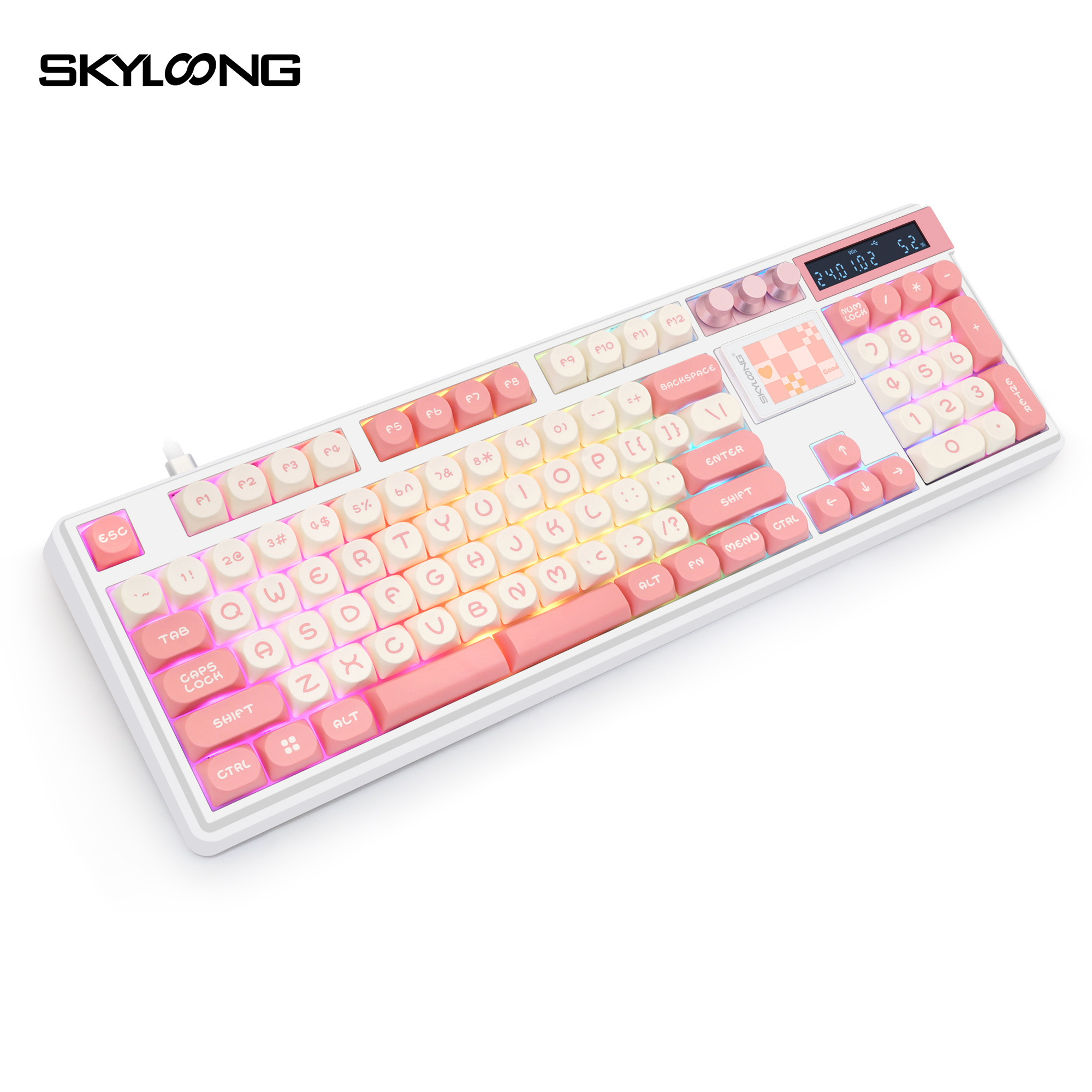 104 keys wireless mechanical keyboard skyloong GK104 Pro with 2 screen KTT switch PBT Keycaps 3 konbing switch for esport gaming