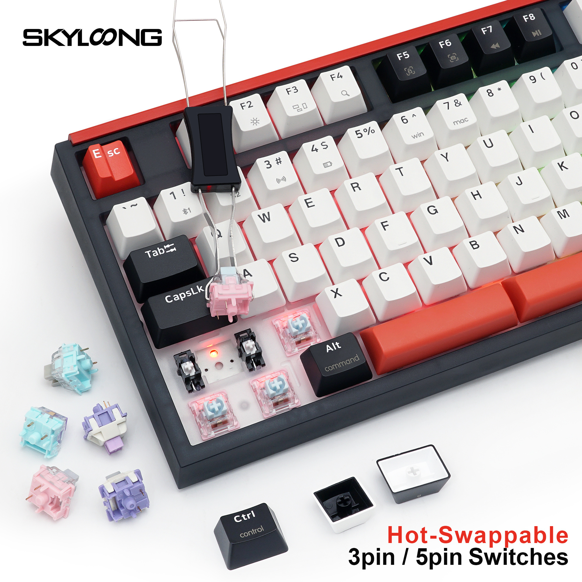 1.14 inch TFT-LCD SKYLOONG GK87pro Youth 3 Modes TKL 3600mAh KTT Switch Wireless mechanical keyboard for Skyloong