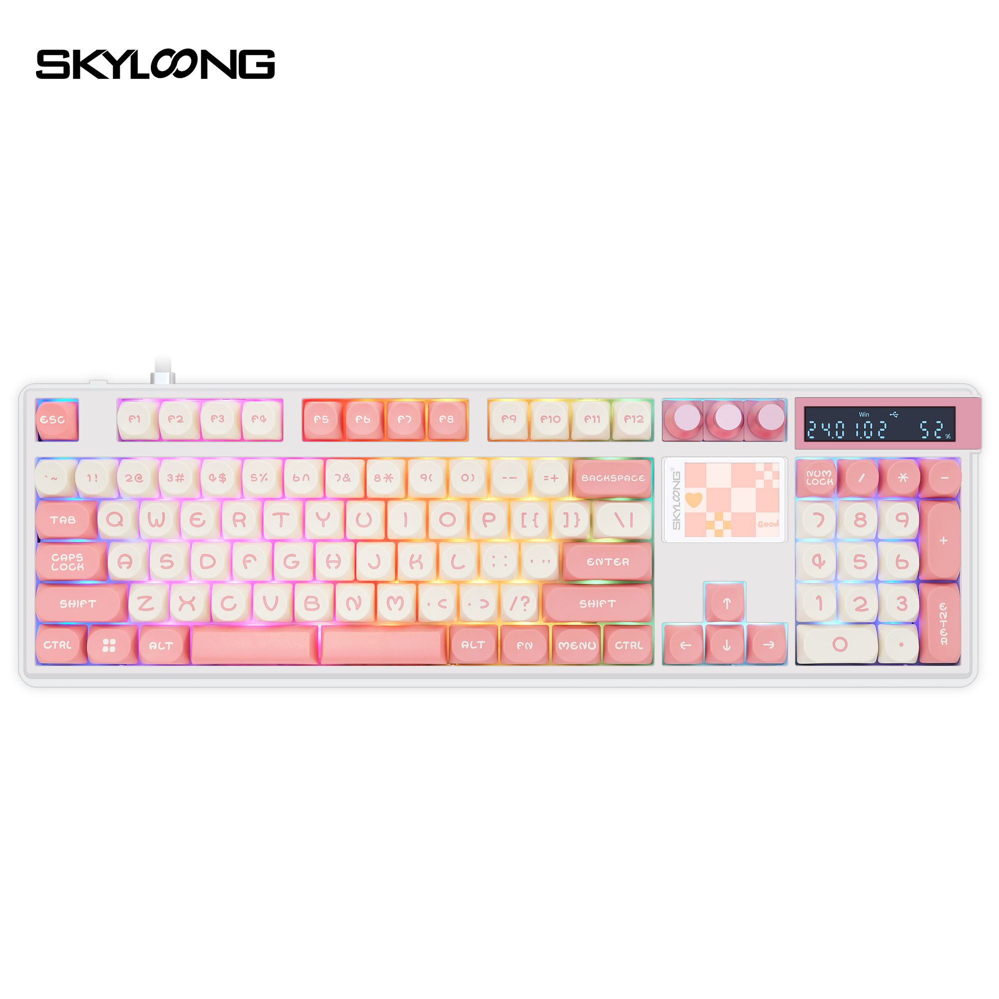 104 keys wireless mechanical keyboard skyloong GK104 Pro with 2 screen KTT switch PBT Keycaps 3 konbing switch for esport gaming