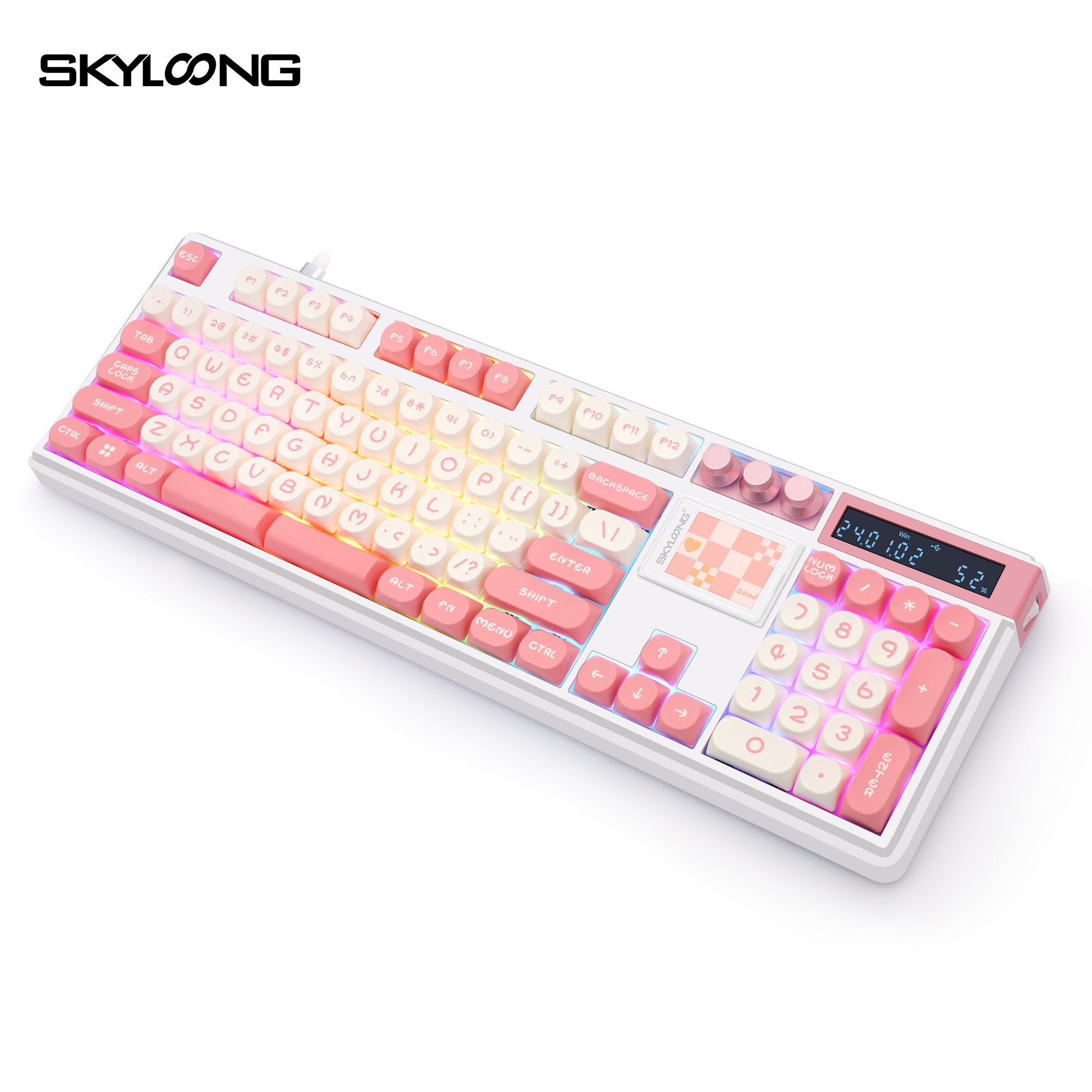 104 keys wireless mechanical keyboard skyloong GK104 Pro with 2 screen KTT switch PBT Keycaps 3 konbing switch for esport gaming