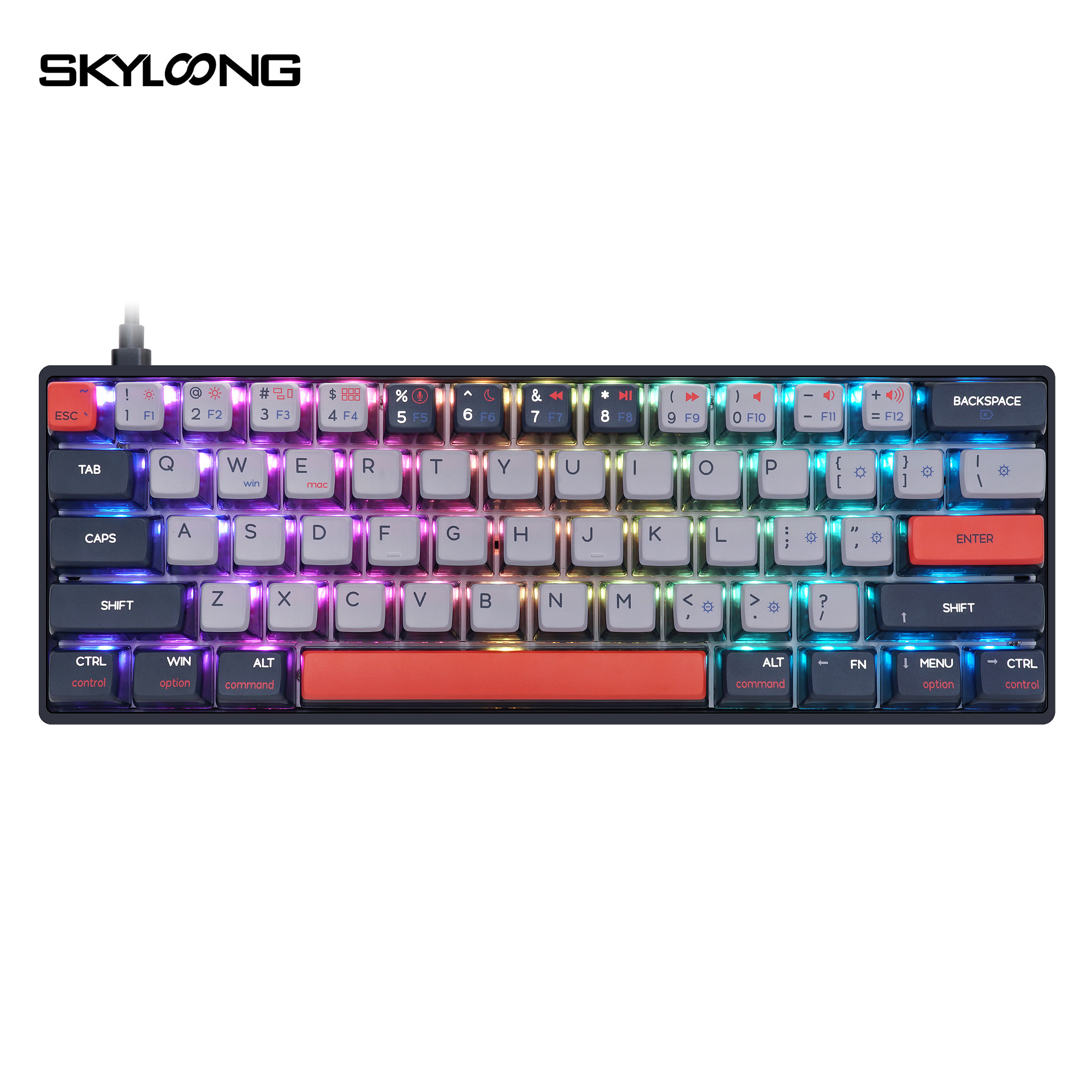 61keys keyboard Skyloong 60% QMK VIA Mechanical keyboard KTT mechanical switch for  Pudding keycaps for Win/Max PC