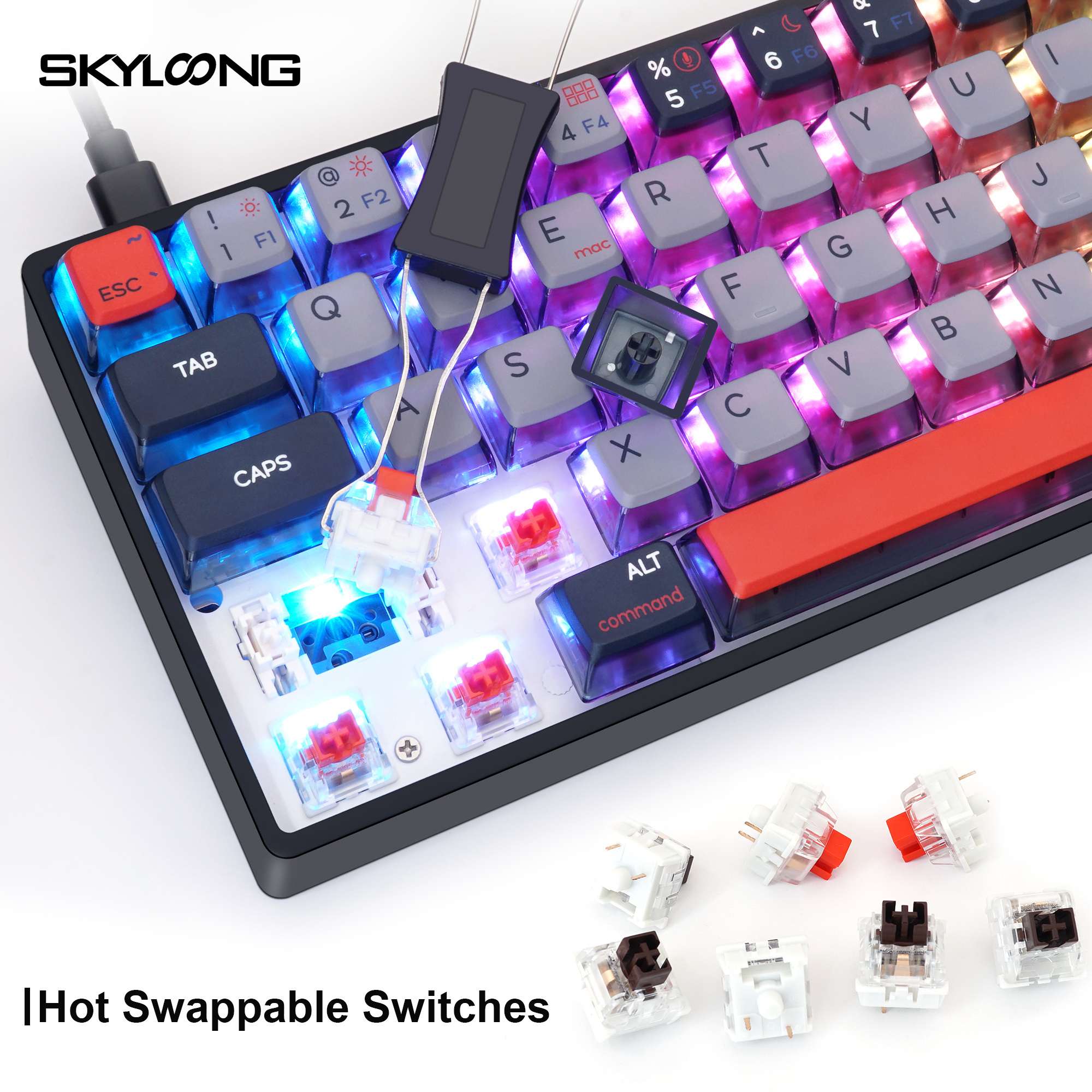 61keys keyboard Skyloong 60% QMK VIA Mechanical keyboard KTT mechanical switch for  Pudding keycaps for Win/Max PC