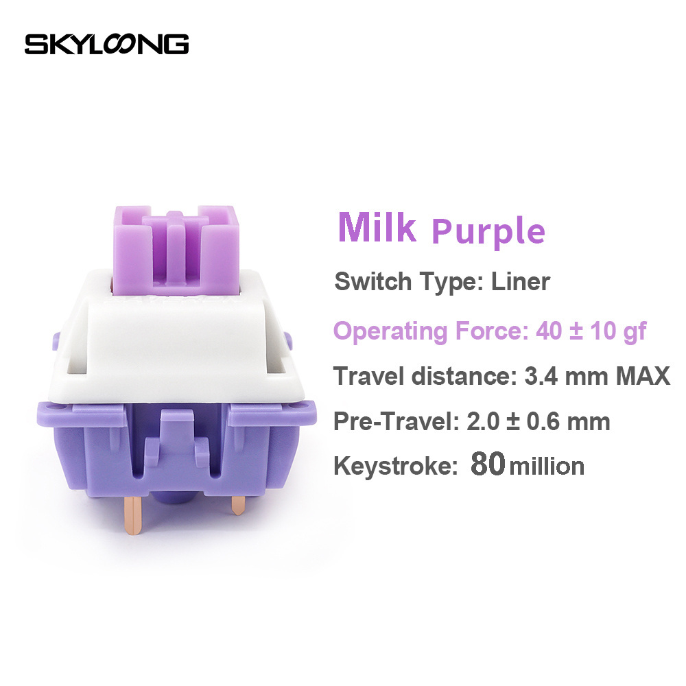 New arrived Gateron Skyloong Purple mechanical Switch 40gf/3.4mmMax/2.0 Pre distance for Gateron original manufacturer