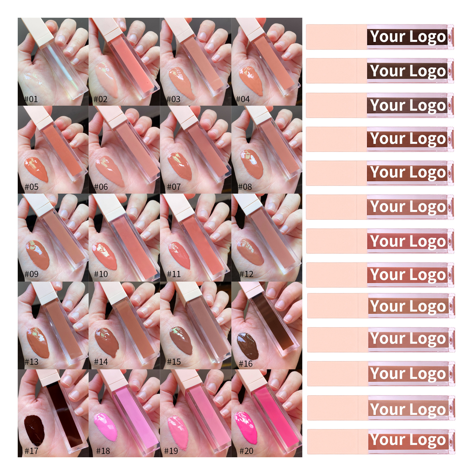 Custom logo nude vegan shimmer 10ml lipgloss private label lip gloss