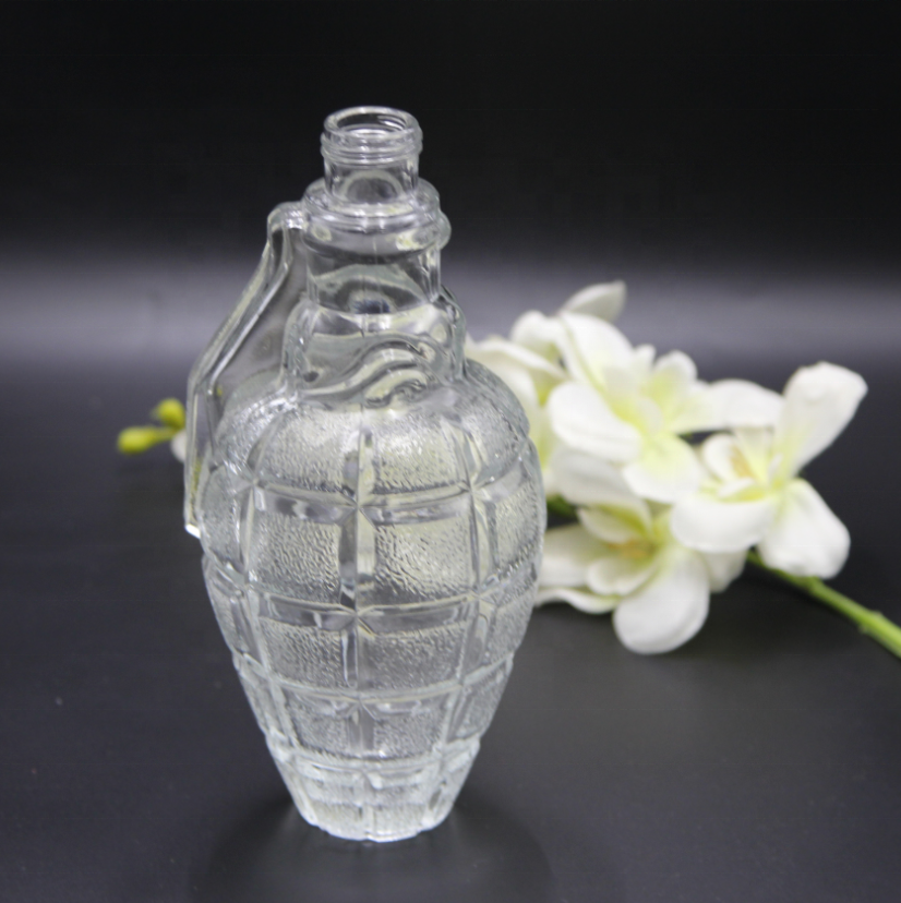 Special glass wine bottle grenade shape glass bottle with plastic lid