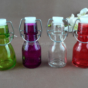 60ml colorful glass bottle with unique top, Glass lemonade bottle, Mini glass candy bottle with swing top