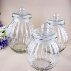 pumpkin shaped large glass storage jar with airtight lid, large glass cookie jar