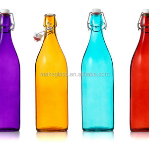 250ml 500ml 1 liter food grade swing top glass water bottle coloured