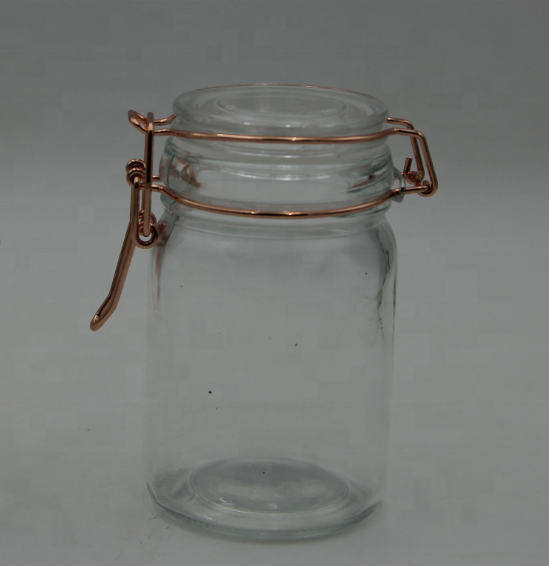 Wholesale Airtight Glass Storage Jam Spice Jars with Stainless Steel Clamp Lids