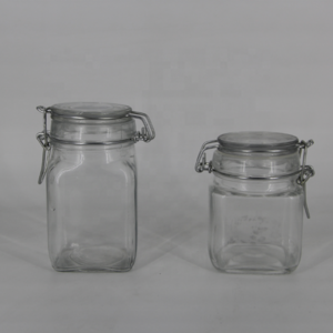 Wholesale Airtight Glass Storage Jam Spice Jars with Stainless Steel Clamp Lids