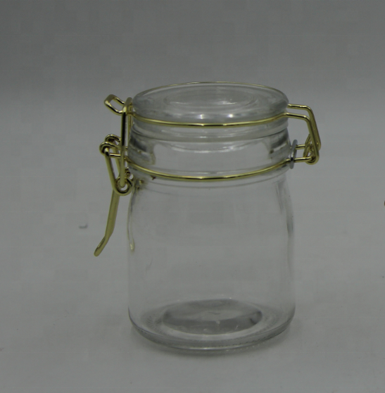 Wholesale Airtight Glass Storage Jam Spice Jars with Stainless Steel Clamp Lids