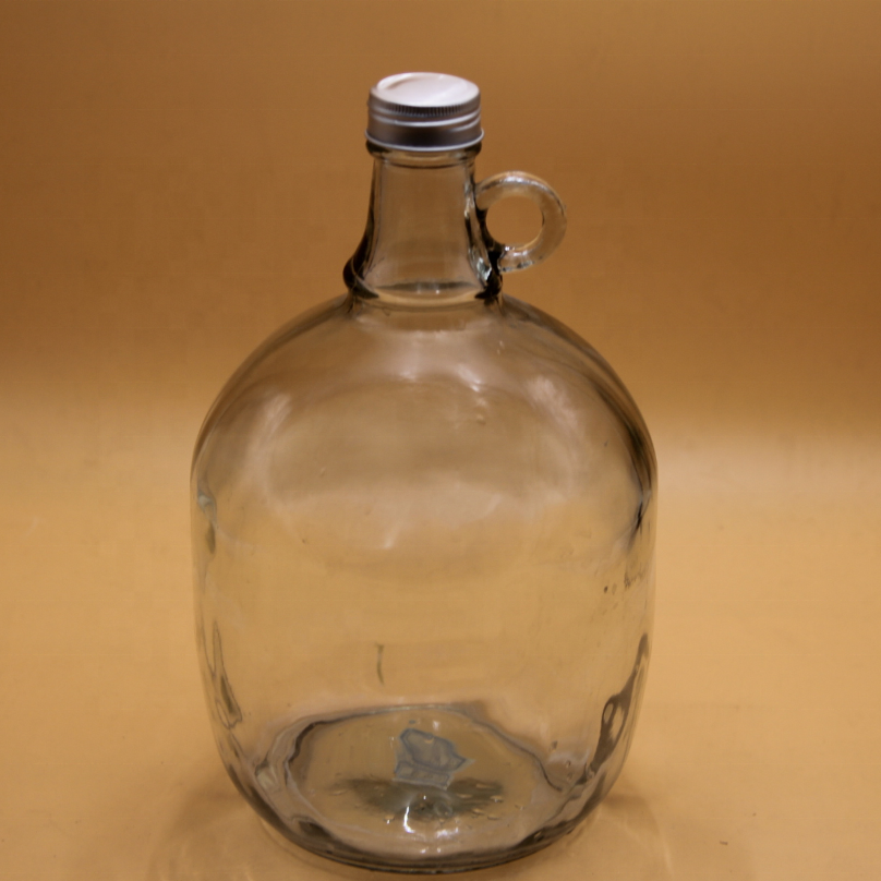 3.9 liter Clear Bottle With Single Ear Handle/California Glass Bottle for Wine Vodka