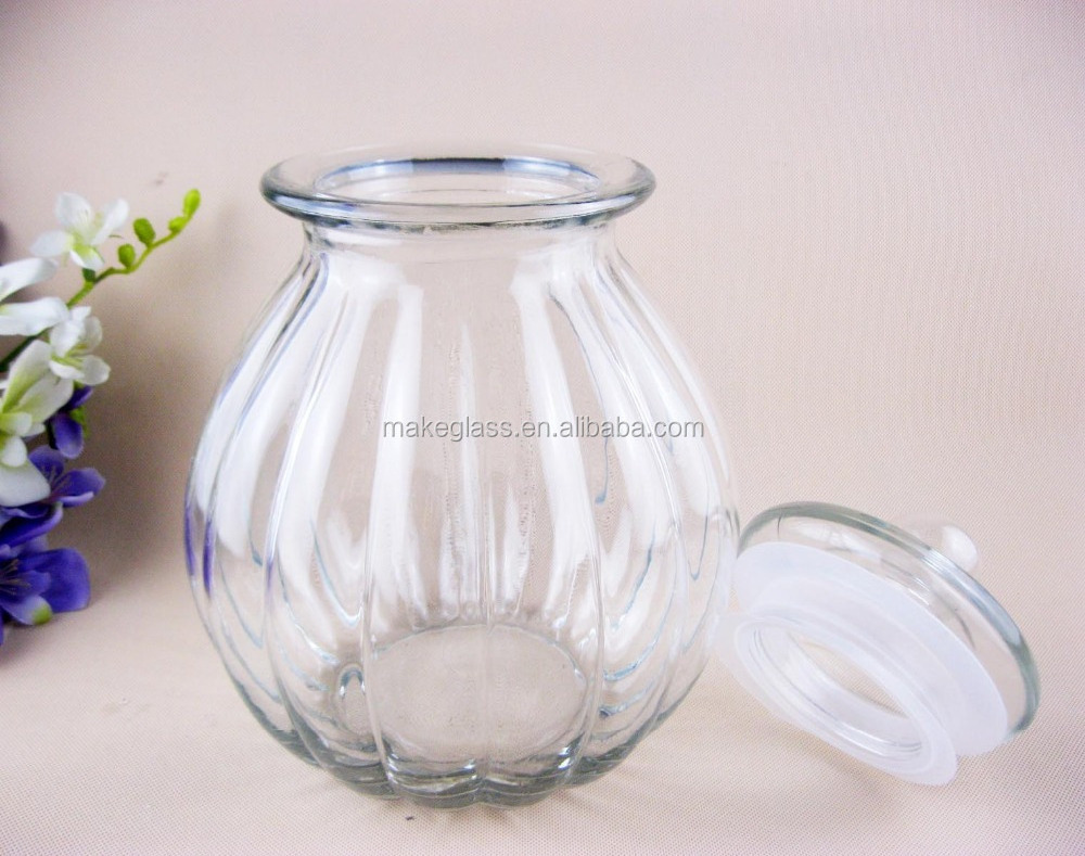 pumpkin shaped large glass storage jar with airtight lid, large glass cookie jar