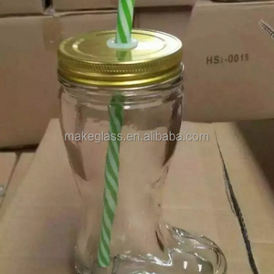 new mason jar , the boot shaped of mason jar with lid and straw