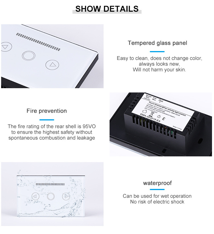 Makegood Touch panel Led Dimmer Switch 220v Light Switch And Dimmer With US For Dimmable Led Touch Dimmer Switch 110v