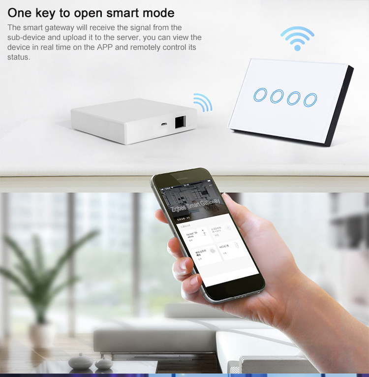 Makegood AU/US 120*72mm Smart power metering SAA Tuya Alexa voice control Wifi 6 gang smart zigbee touch glass wall switch