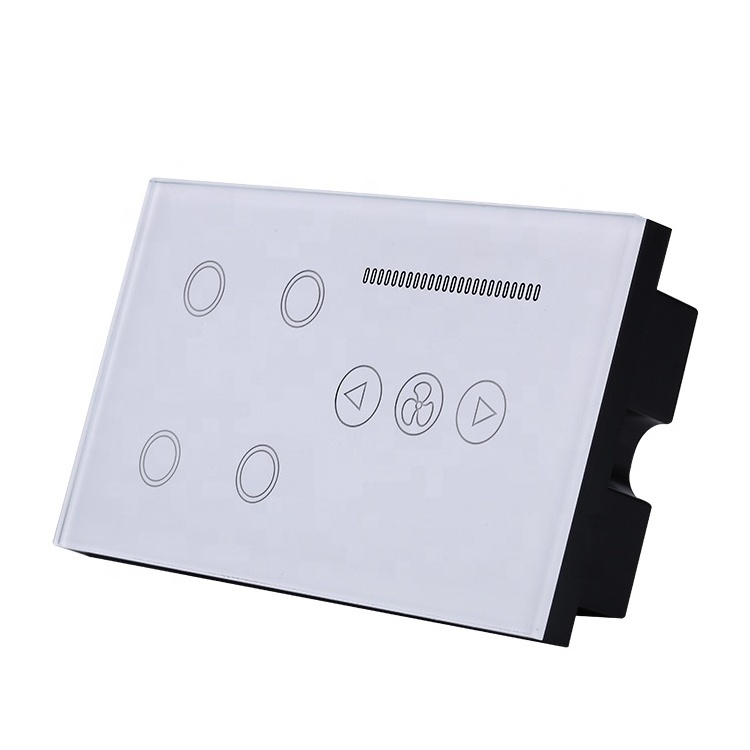 WIFI 4Gang Switch with Fan Dimmer Tuya Smart Light Switch Voice Control