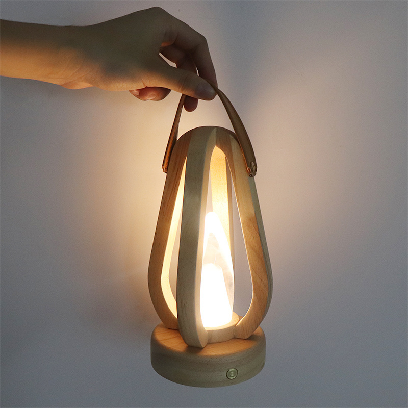 Wooden Led Portable Hanging Camping Light Outdoor Camping Lamp USB Rechargeablr Lantern For Kids