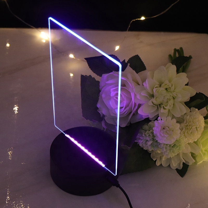 Battery Remote Led 3D Illusion Night Light Lamp Base 7 Color Plastic Desk Lamps RGB Light Acrylic Led Note Board