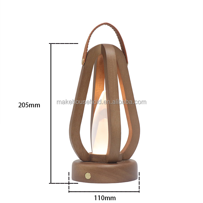 Wooden Led Portable Hanging Camping Light Outdoor Camping Lamp USB Rechargeablr Lantern For Kids