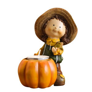 Cross-border Creative Harvest Festival pumpkin resin crafts Pastoral style home tabletop garden girl decorations