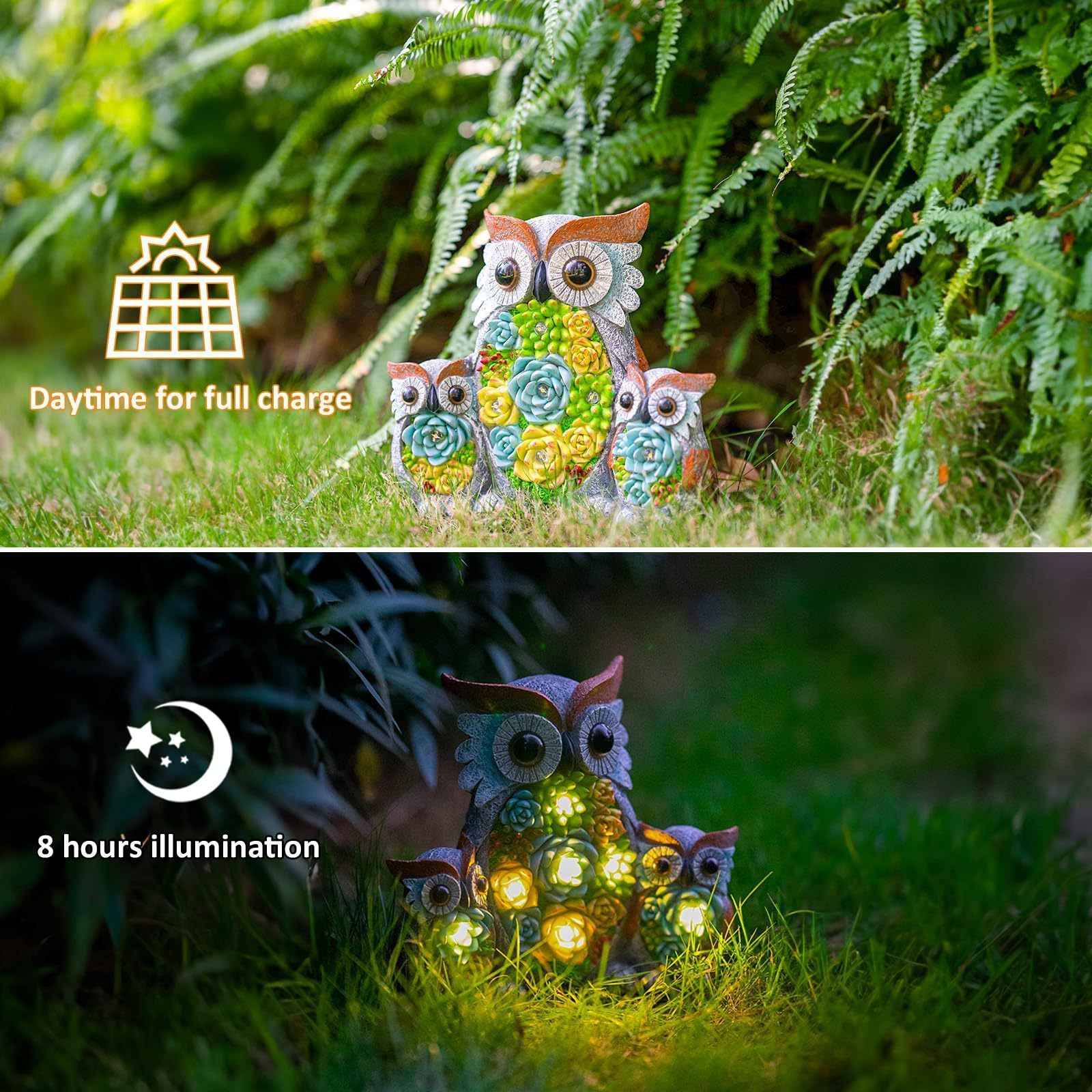 Solar Garden Statue Light Owl statue with LED lights, outdoor garden meaty Football Figures Resin Craft Action Figures