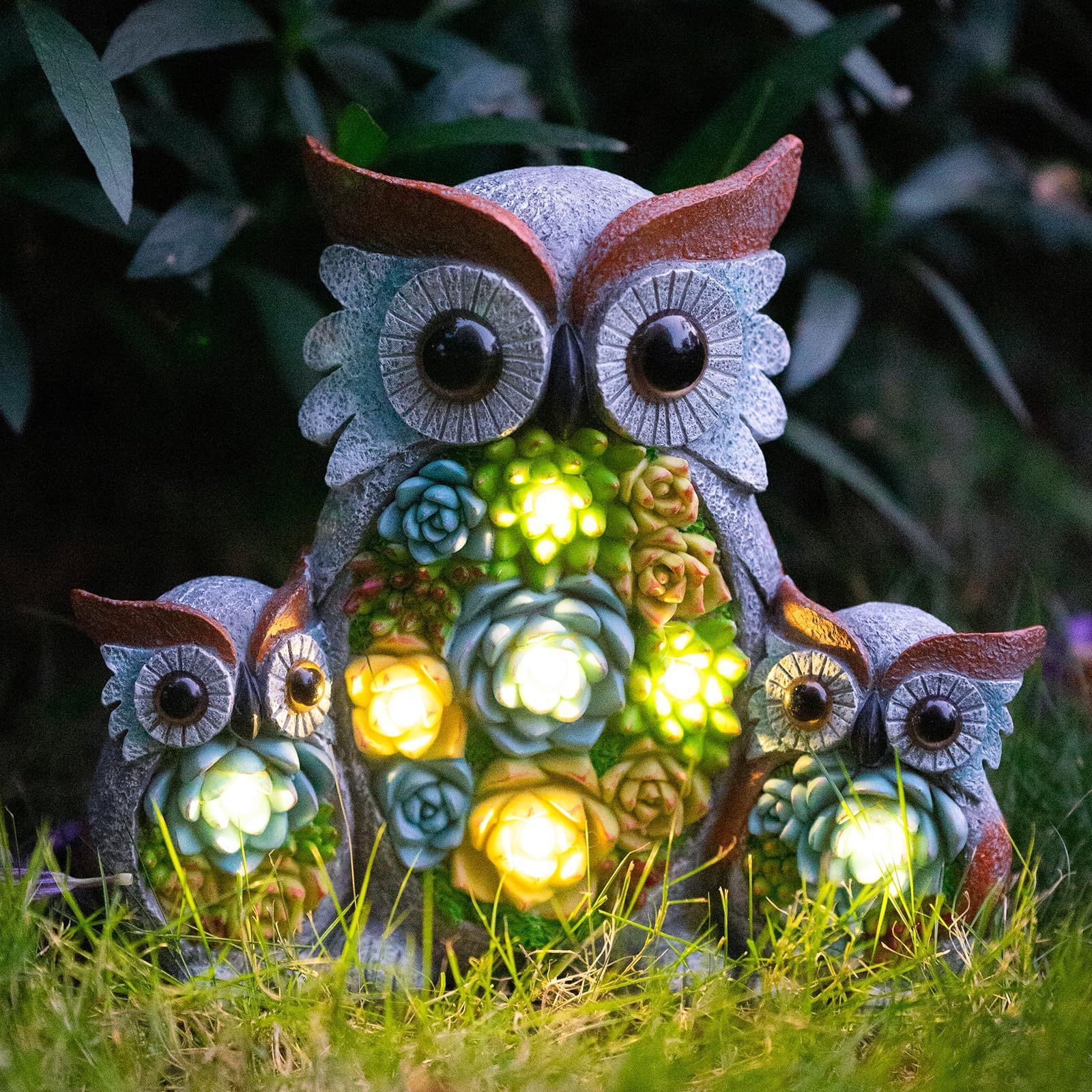 Solar Garden Statue Light Owl statue with LED lights, outdoor garden meaty Football Figures Resin Craft Action Figures