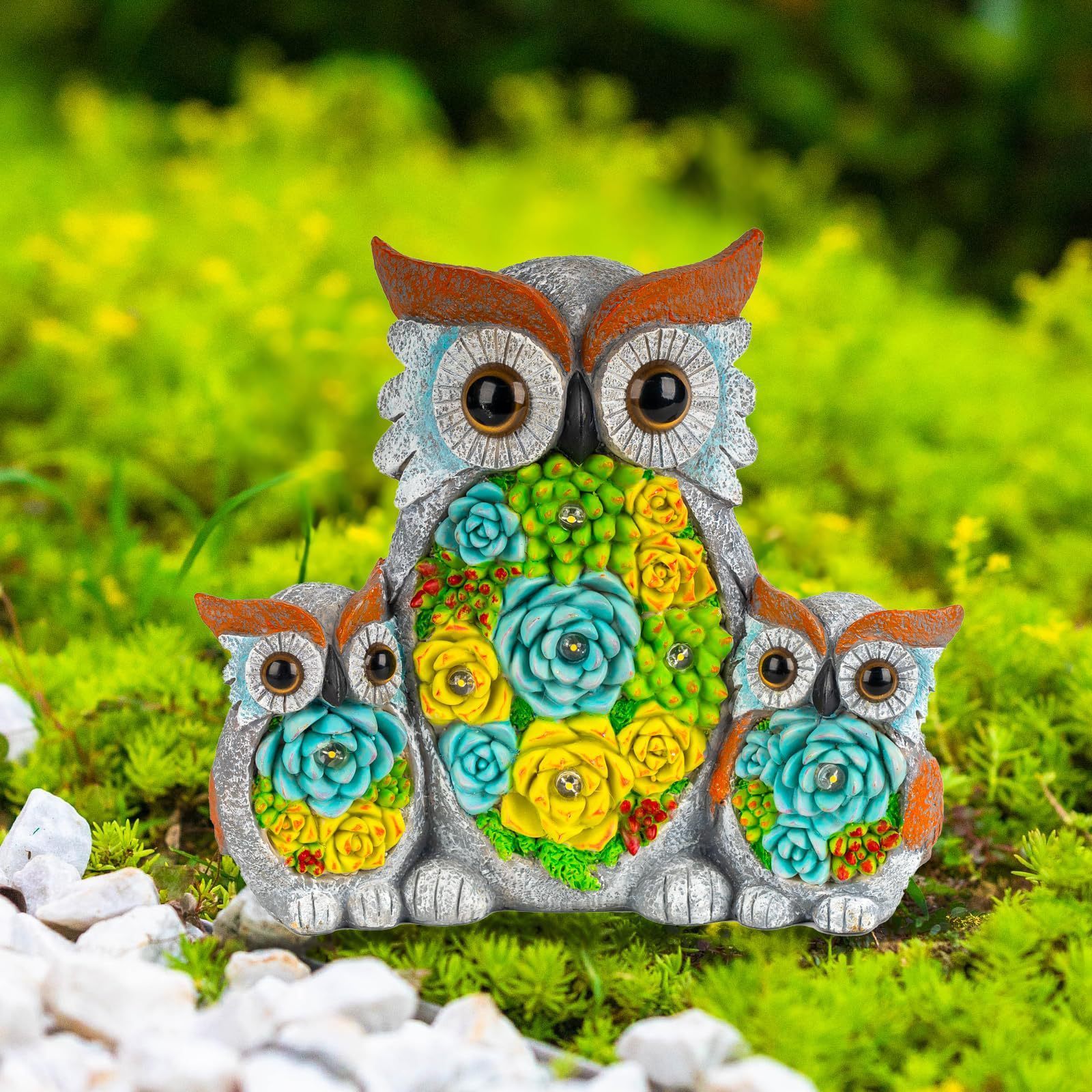 Solar Garden Statue Light Owl statue with LED lights, outdoor garden meaty Football Figures Resin Craft Action Figures