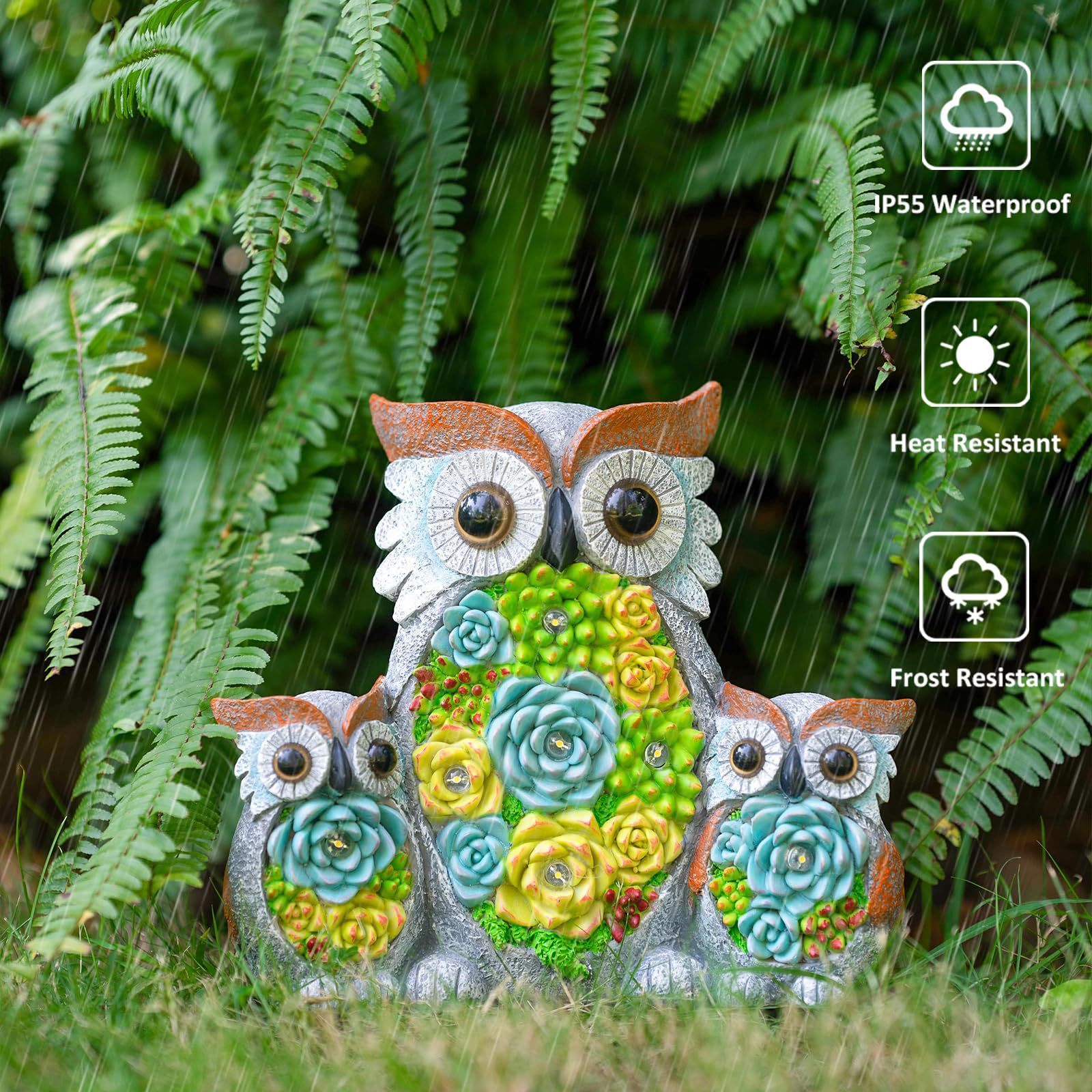 Solar Garden Statue Light Owl statue with LED lights, outdoor garden meaty Football Figures Resin Craft Action Figures