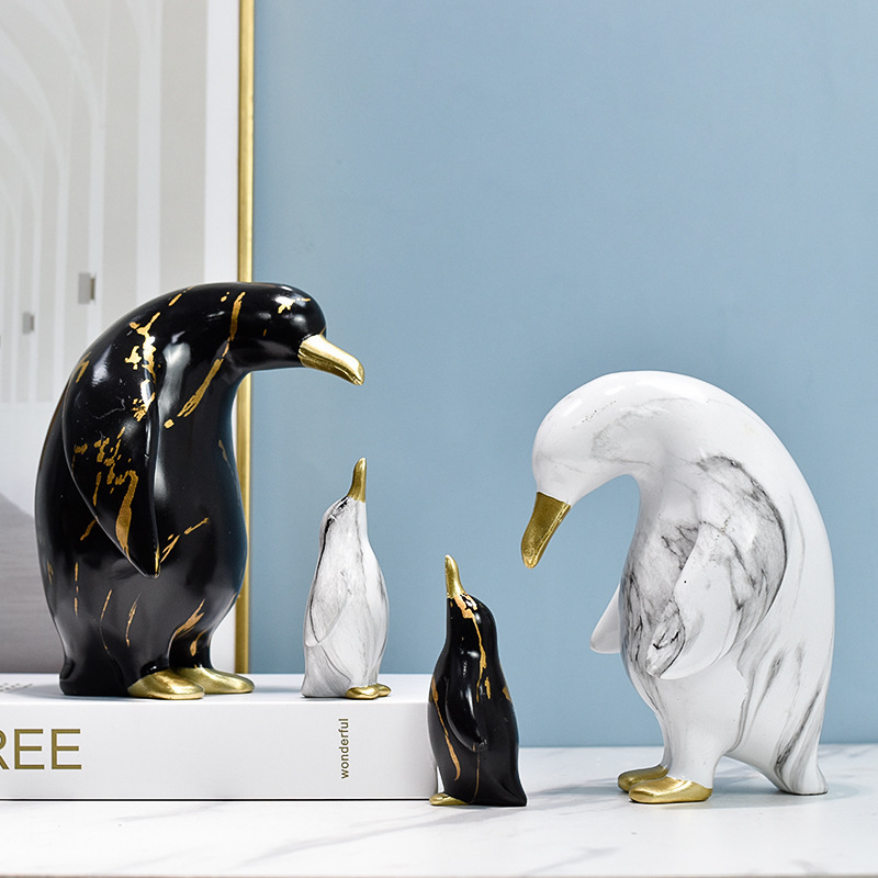 Nordic style parent-child penguin decoration light luxury living room model room TV cabinet creative home craft decoration