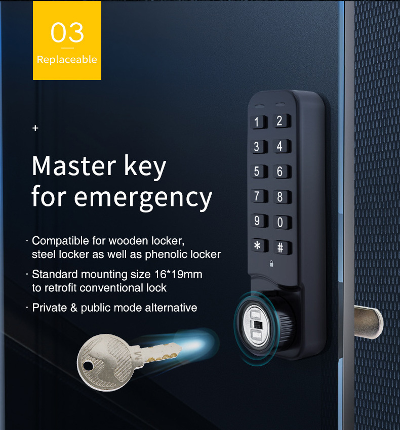 MK730 Cheap wholesale price smart lock keypad electronic locker locks with  master key public user code digital locker cam lock