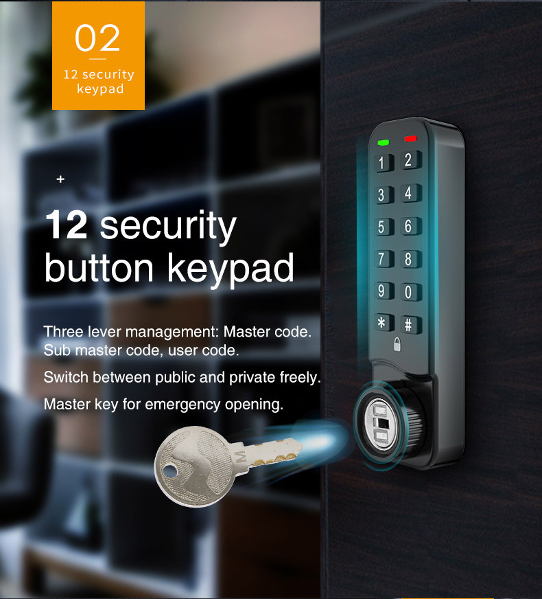 MK731 IP65 Anti-microbial CE Certification Keypad Lock with Master Key