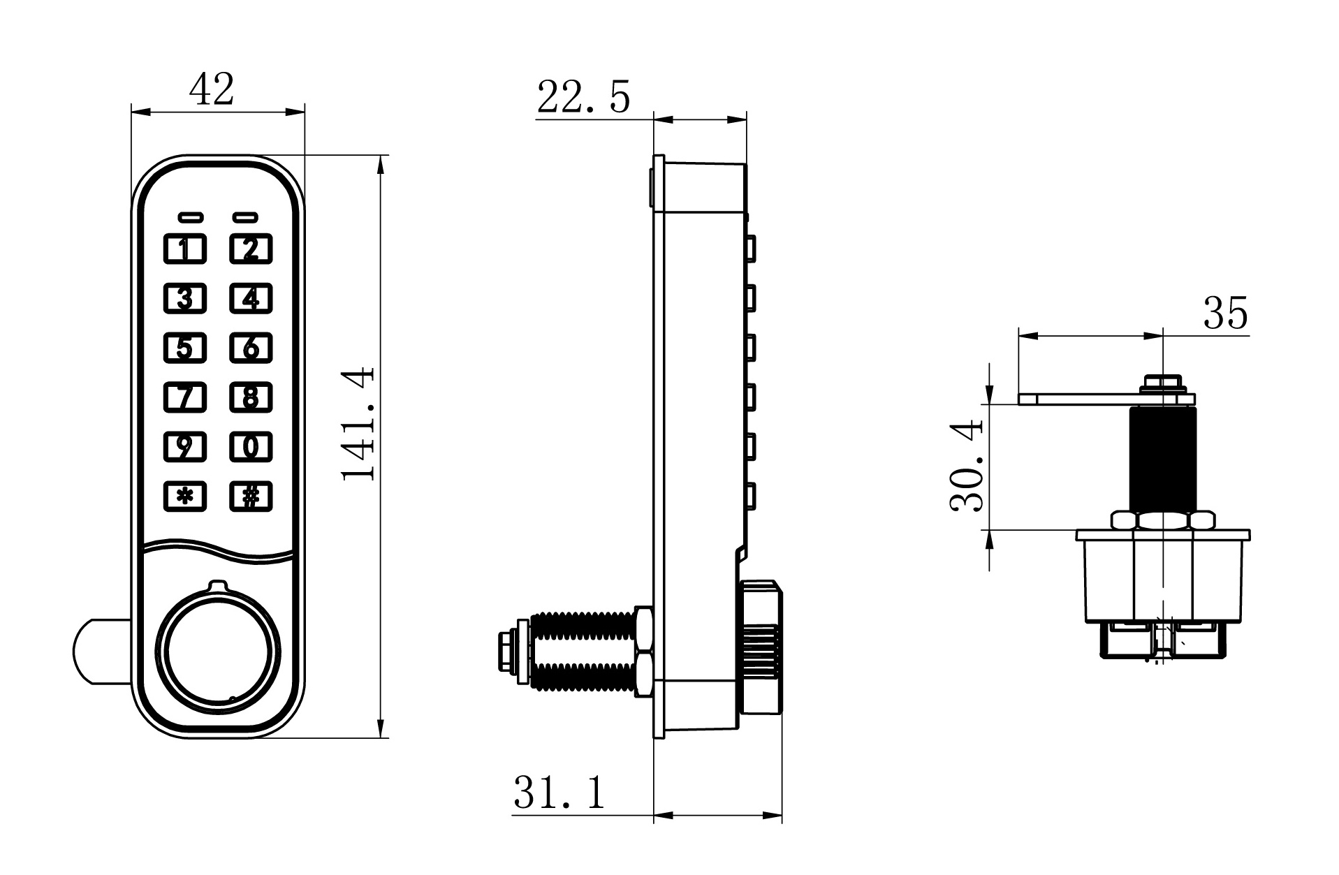 MK731 Digital Keypad Push Button Combination Slim Smart Lock