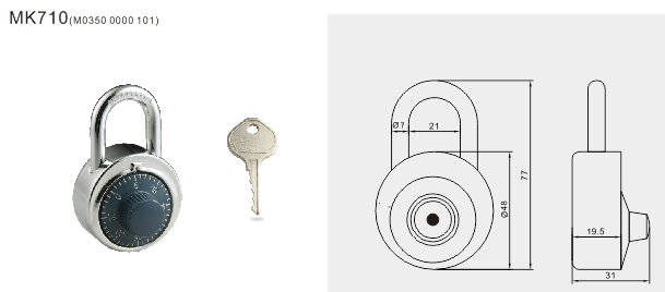 MK710 3 Dial Cabinet Combination Padlock With Master Key