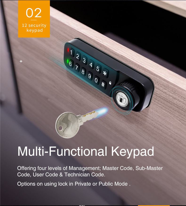 MK731 Mobile Tool Storage Lock Push Button Rfid Combination Smart Security Code Lock for Tool Chests