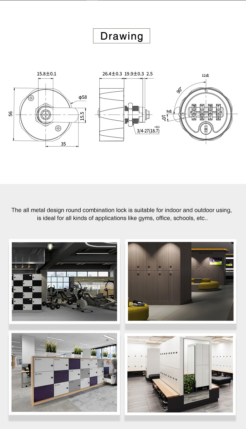 MK718 Wholesale 4 Digit Furniture Filing Cabinet Keyless Combination Cam Small Mechanical Code Password Locks for Tool Boxes