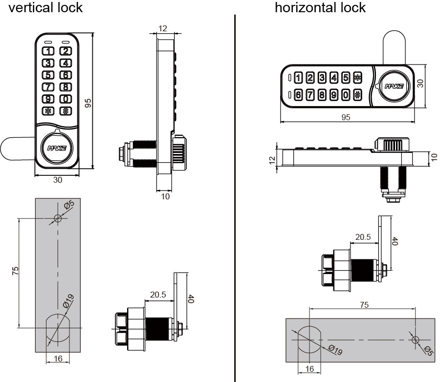 MK731 Push Buttons Combination Lock Electronic Code Lock For Locker